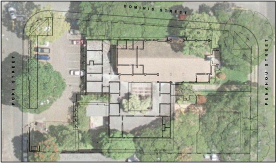 LCH campus plan superimposed on aerial photo